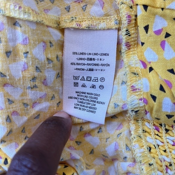 Free People Yellow linen blend Havana Honey Vneck Woven Crop Top Size Small - Picture 6 of 6